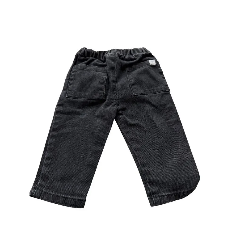 Rylee + Cru Baby Washed Black Otis Pants Size 6-12 M